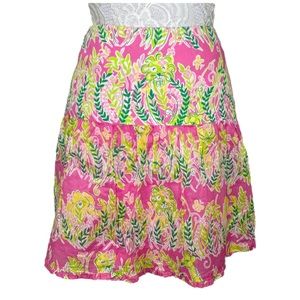 Lilly Pulitzer Pink Millionaire's Row Shopper Skirt Size XS Women Tiered